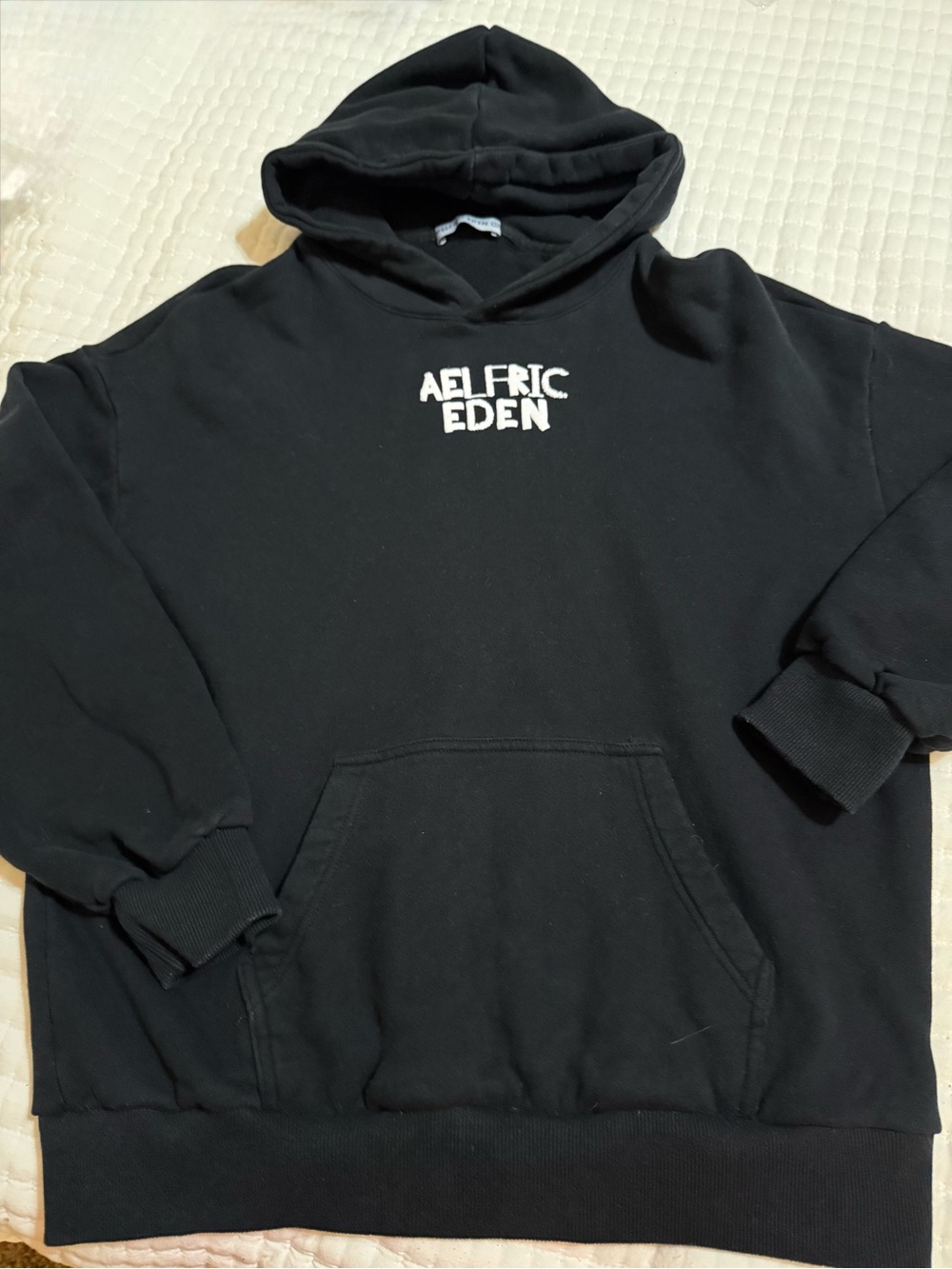 Aelfric Eden Black Crewneck Hoodie with White Logo